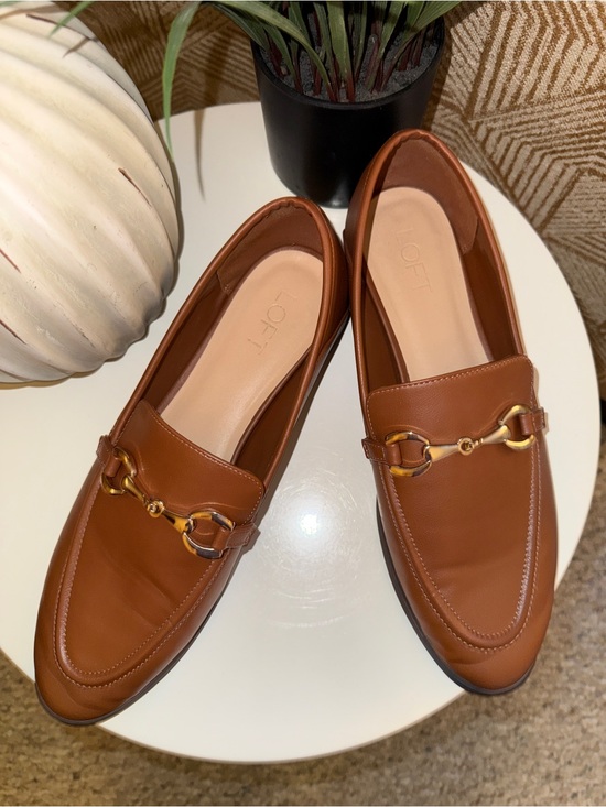 LOFT Shoes - LOFT Brown Leather Bit Loafers with Gold Hardware